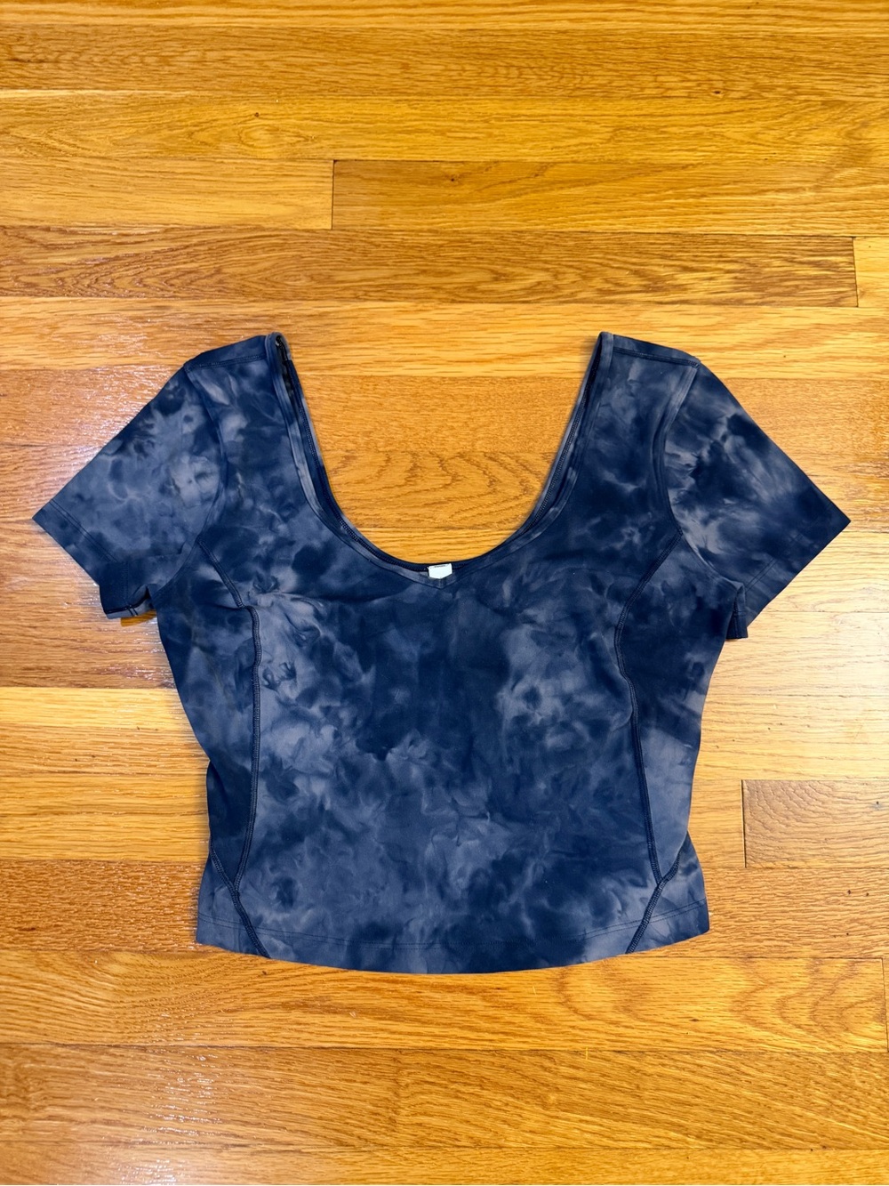 Lululemon Align Short Sleeve Cropped Tee Blue/Gray Diamond Dye - Size 6